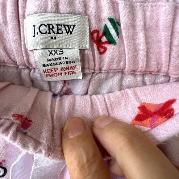 J. Crew Factory Sz XXS Pink Flannel Pajama Pants w/ Holiday Print Cozecore Soft - Picture 5 of 6